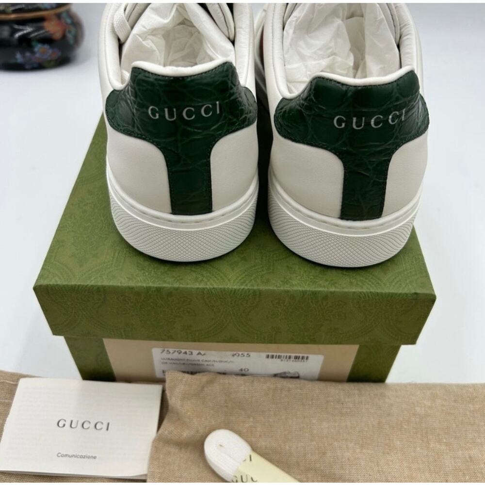 Women's Gucci, ace leather, web stripe sneakers size 40 made in Italy - Picture 9 of 14
